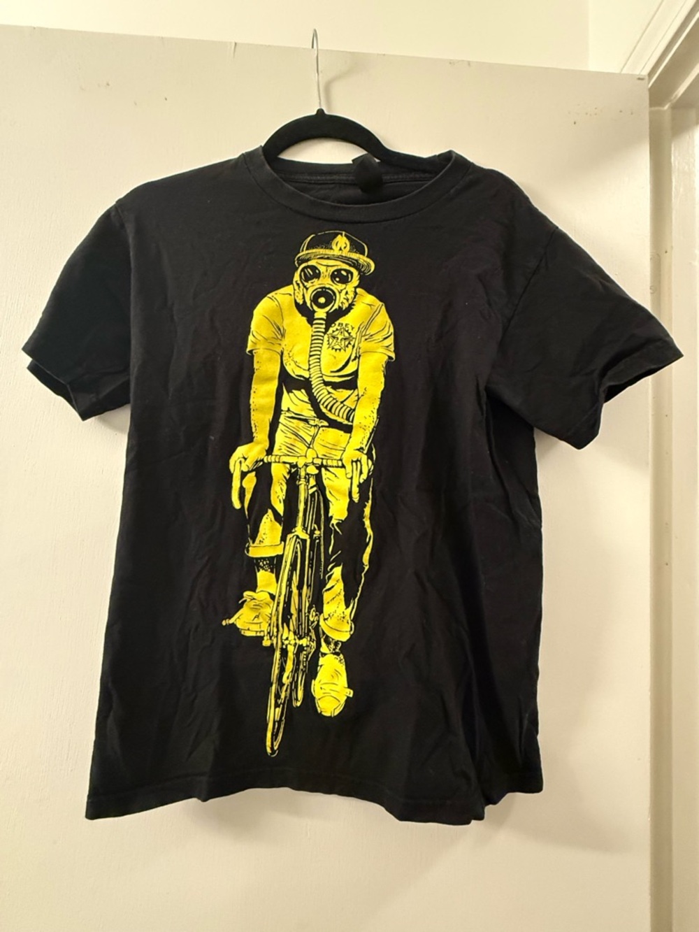 Obey Black Short-Sleeve Tee with Yellow Biker Graphic